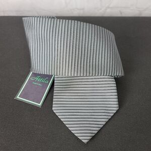 Attila  Silk Tie. Striped Blacks,Grays, and Silver